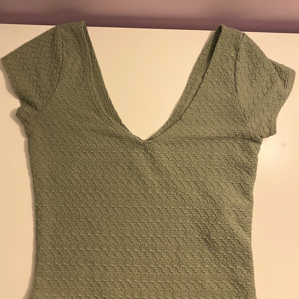 Hollister Army Green V-Neck Crop Top (Size S)